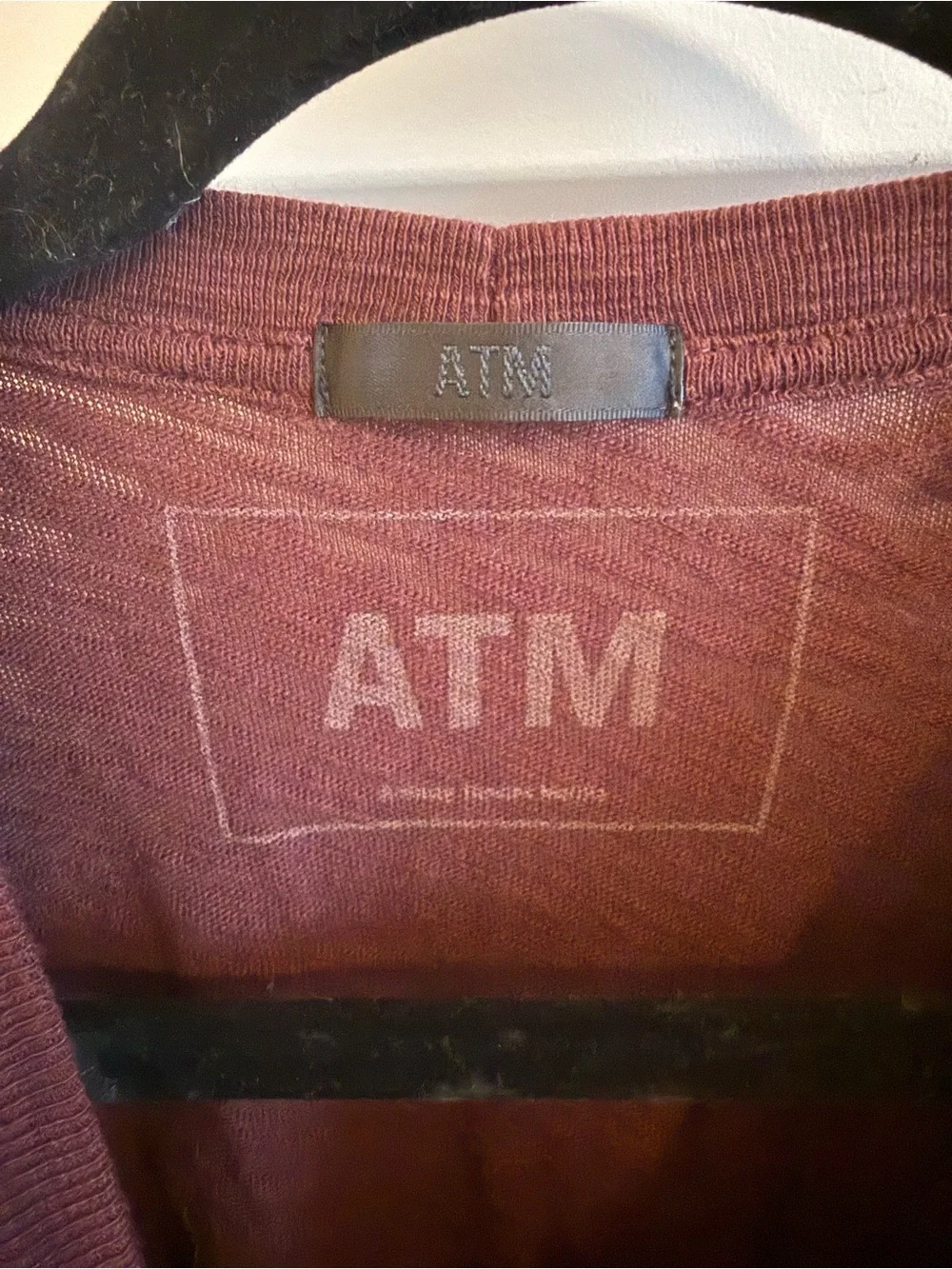 ATM Anthony Thomas Melillo Slub Cotton Tee Burgundy Size M - Picture 2 of 4